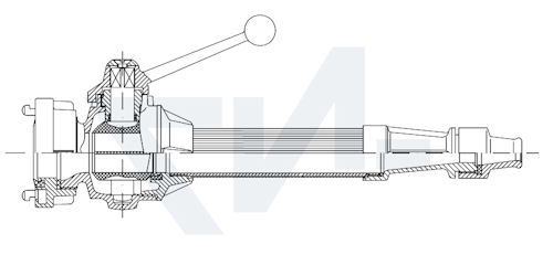 Универсальный пожарный ствол в соотв. с DIN 14365-M по выбору с перекрыванием потока воды, с созданием сплошной компактной или распылённой струи воды с соединительной головкой системы Storz тип 01.01.21