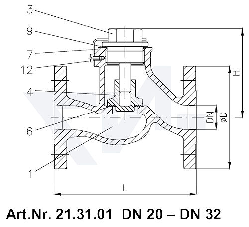 Клапан невозвратный фланцевый проходной VG 85033, Gbz 10 тип 21.31.01 
