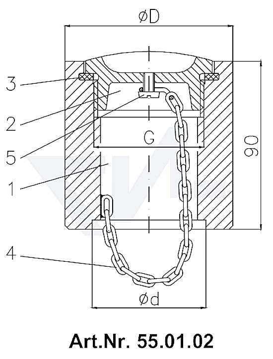 Пробка палубная мерной трубы DIN 86111 под сварку, Stahl/Rg 5 тип 55.01.01 / 55.01.02