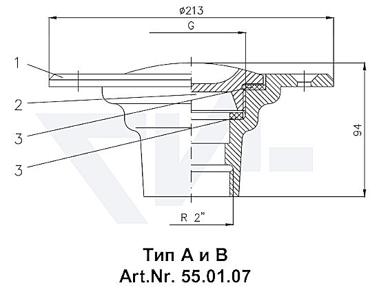 Пробка палубная мерной трубы VG 85291, Rg 5 для мерительных, сливных и впускных трубопроводов тип 55.01.07 / 55.01.08