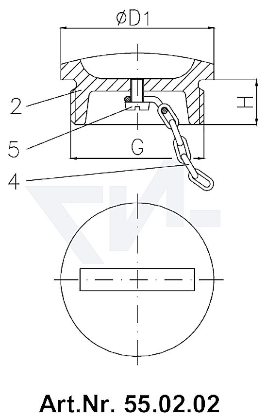Пробка палубная мерной трубы DIN 86129, Rg 5 тип 55.02.01 / 55.02.02
