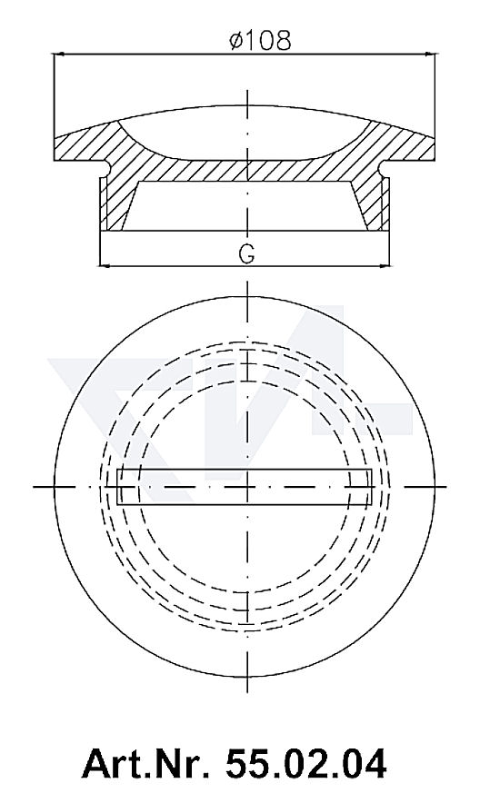 Пробка палубная мерной трубы VG 85291, Rg 5 для мерительных, сливных и впускных трубопроводов тип 55.01.07 / 55.02.04